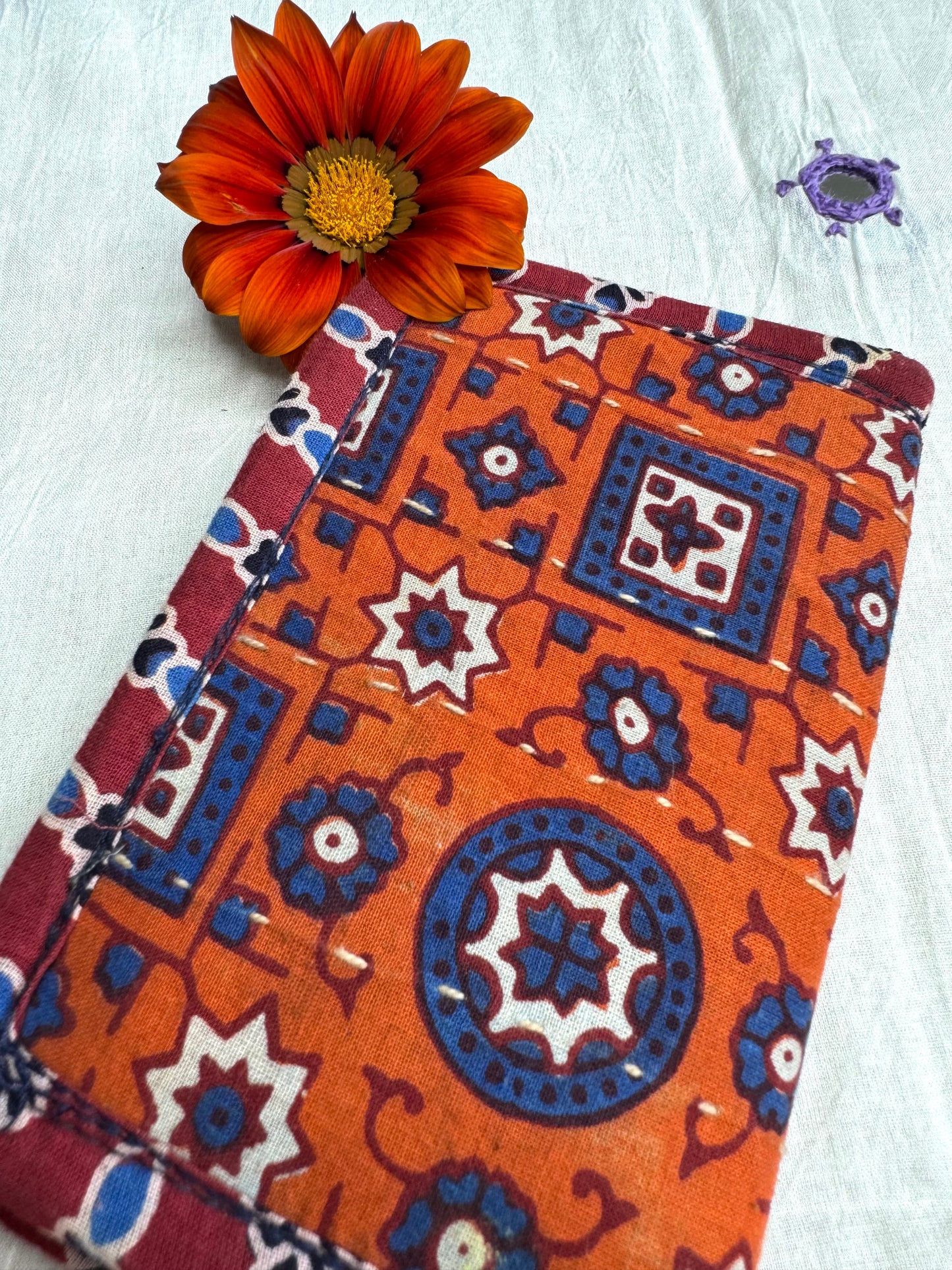 Navrang ~ Ajrakh Handcrafted Wallets ~ Orange