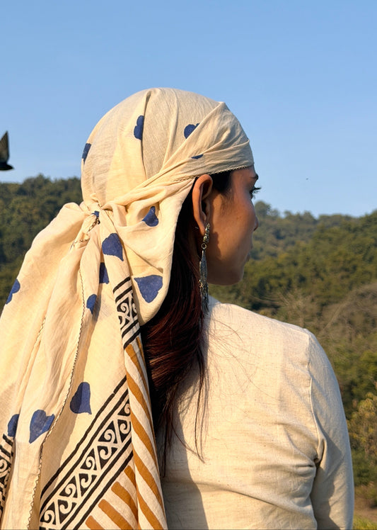 Raag 🪷 Mulmul Cotton Stoles ~ Blue Hearts