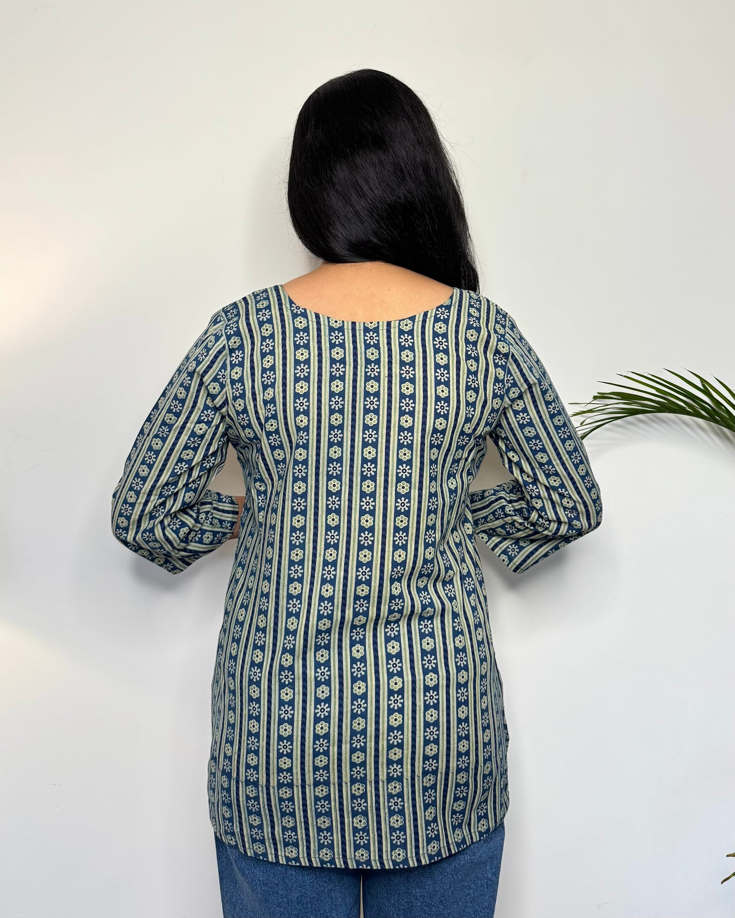 Bluebell ~ Sapphire Blue Handblock Kurti