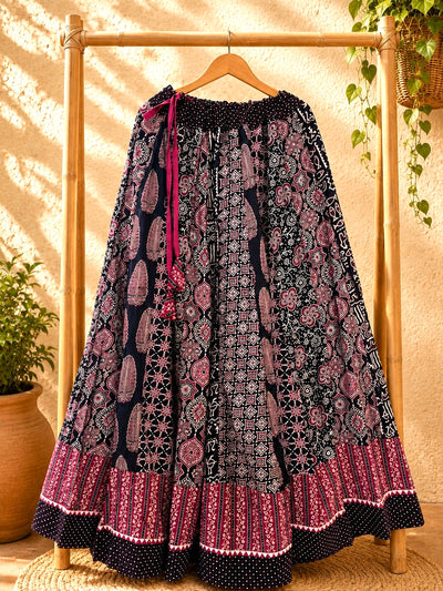 ⚜️ Dharohar ~ Sitara ~ Ajrakh Long Kali Skirt