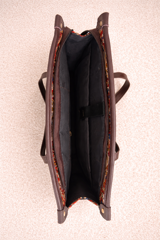 Karwaan🍂 Scarlet Bloom motifs ~ Sanganeri Handblock Laptop Bag