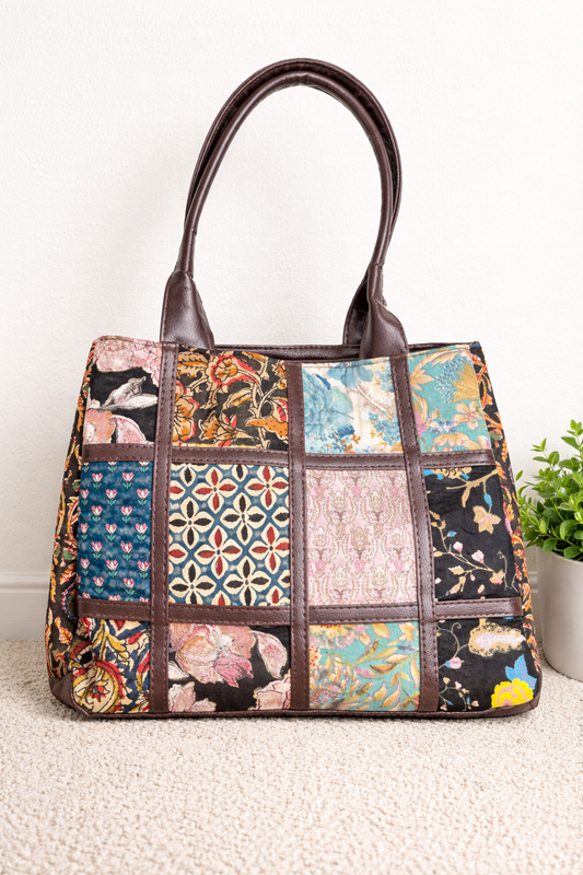 Karwaan🍂 Artisan Mosaic Motifs ~ Handblock Printed Fabric Bag