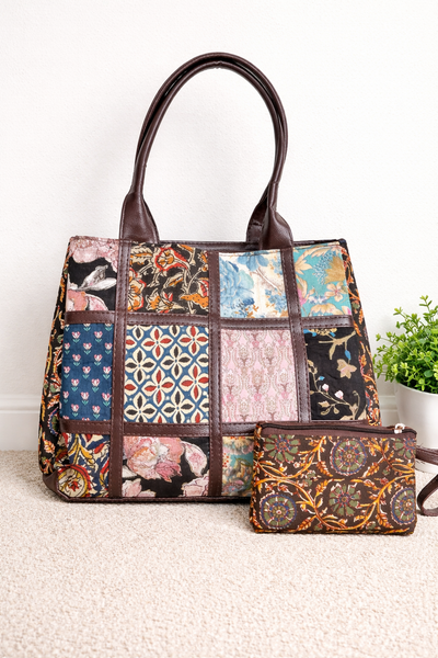 Karwaan🍂 Artisan Mosaic Motifs ~ Handblock Printed Fabric Bag