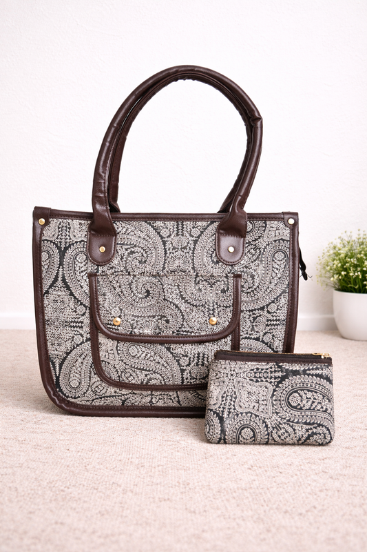 Karwaan🍂 Vintage charm motifs ~ Sanganeri Handblock Fabric Bag