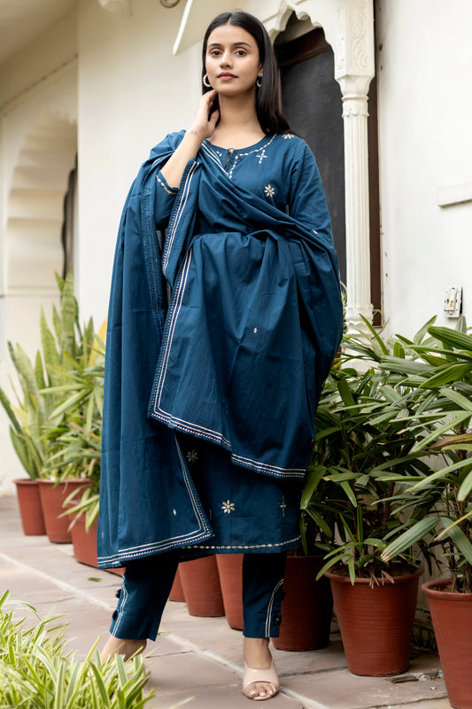 Adaa ๐ เฝผโผ๐ Colors of Nature Cotton Suits, Indigo Blue