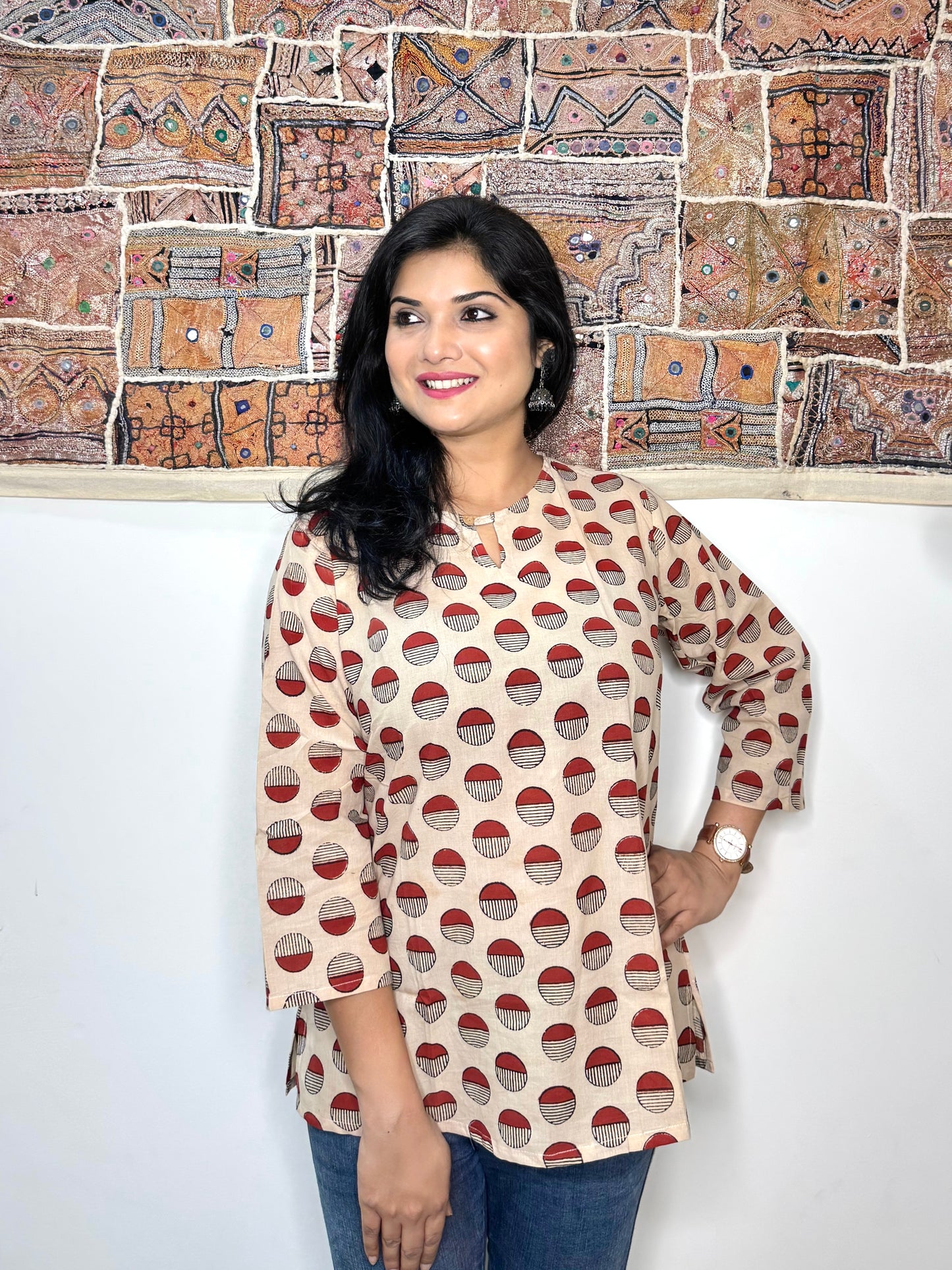Archies - Red Polka Handblock Kurti