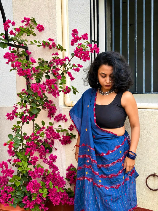 🌻Navrang ~ Neel Ajrakh Skirt and Dupatta Set