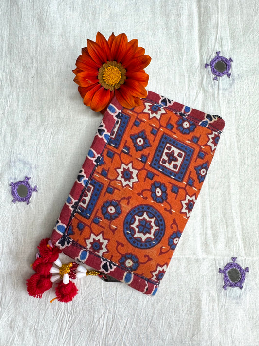 Navrang ~ Ajrakh Handcrafted Wallets ~ Orange & Blue Motifs