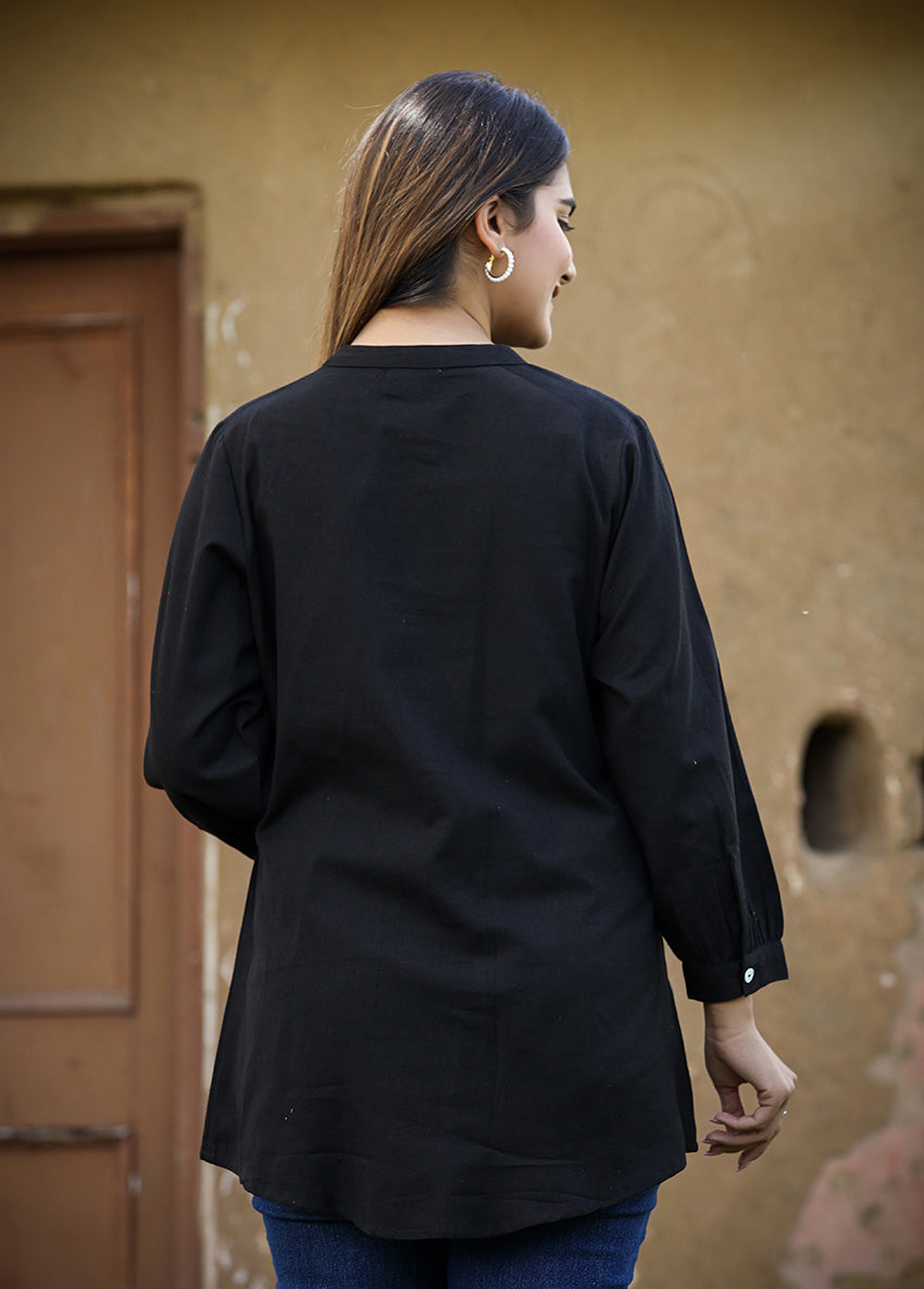 Bella ~ Ink Black Tunic Top