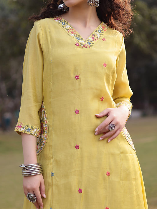 Meher๐ เฝผโผ๐Chanderi Silk Suit Sets, Sunflower Yellow