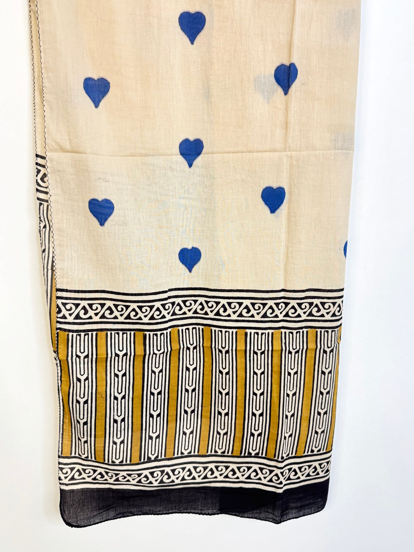 Raag 🪷 Mulmul Cotton Stoles ~ Blue Hearts