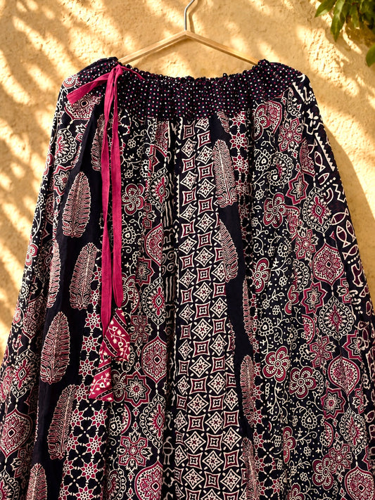 ⚜️ Dharohar ~ Sitara ~ Ajrakh Long Kali Skirt