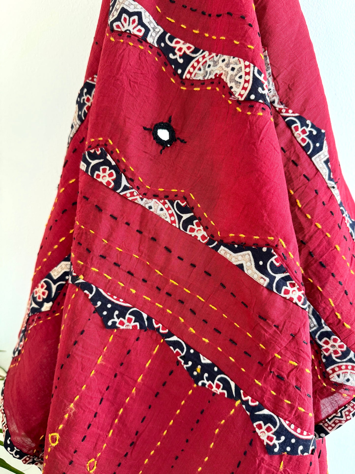 ✨Navrang ~ Ajrakh Lehenga and Dupatta Set ~ Wine Red w/ Black