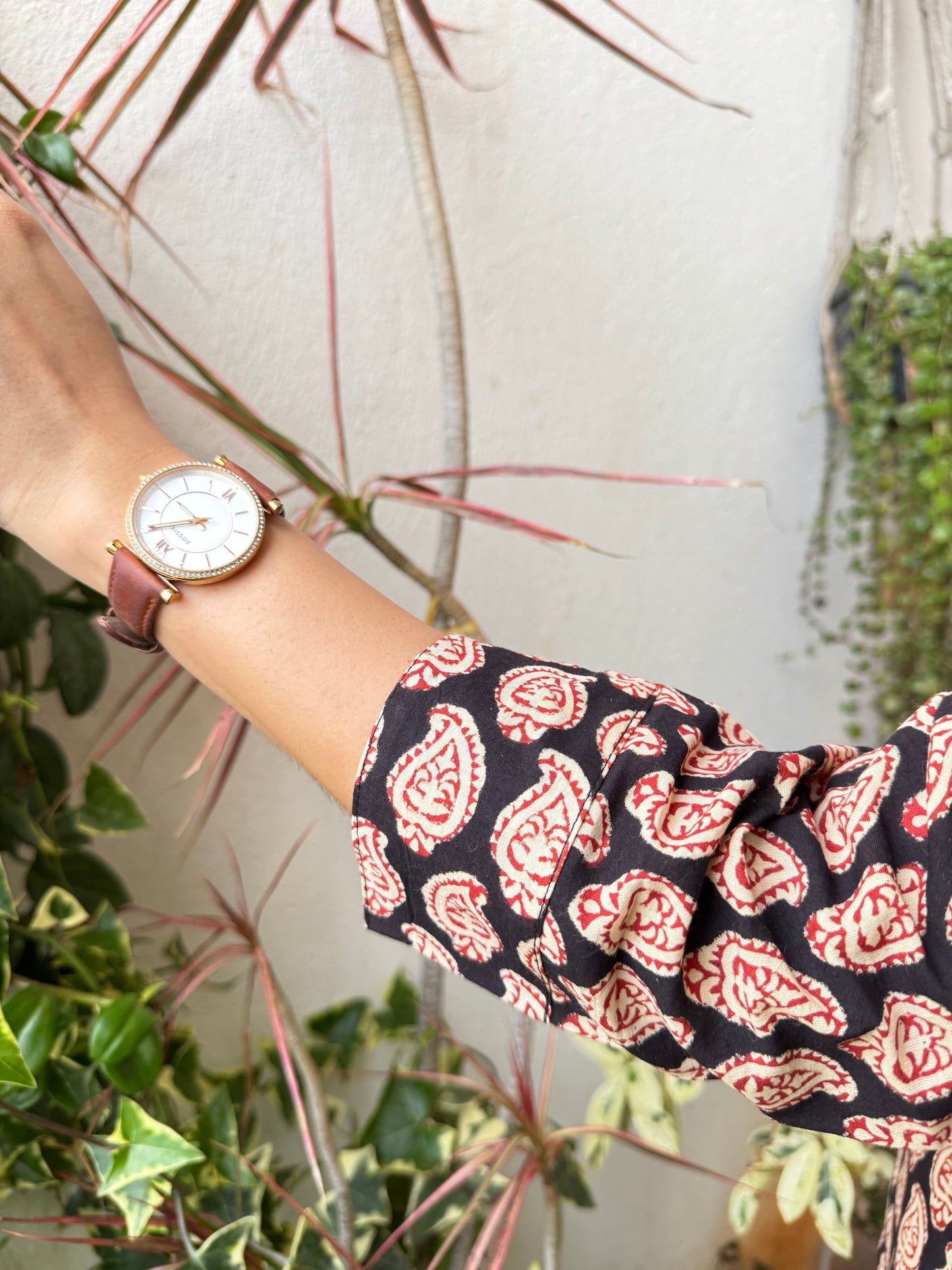 Cinnamon ~ Black & Red Handblock Kurti