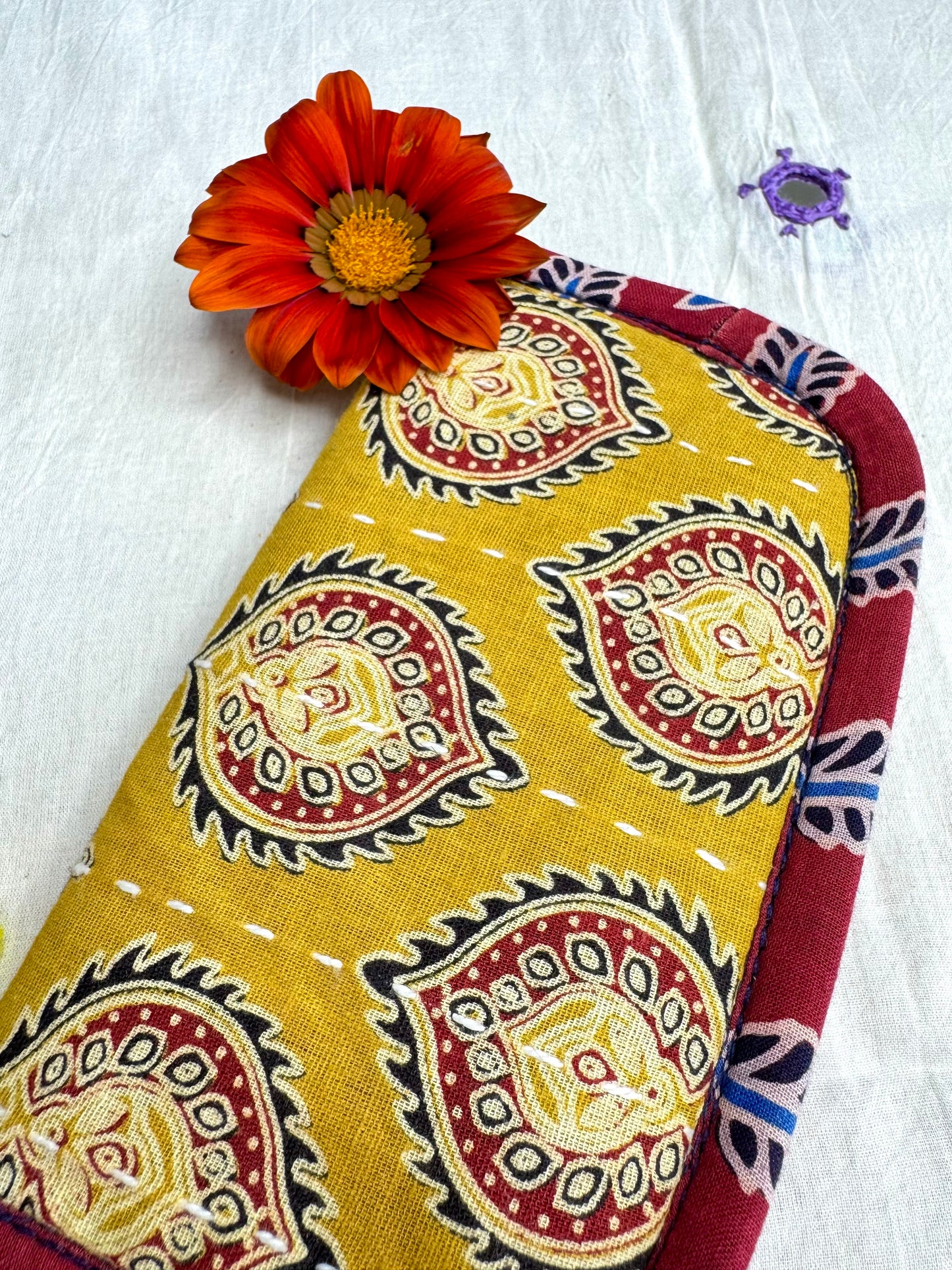 Navrang ~ Ajrakh Handcrafted Wallets ~ Yellow & Red