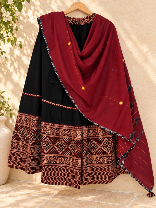 🌺Raasrang ~ Kalanya ~ Ajrakh Skirt and Dupatta Set