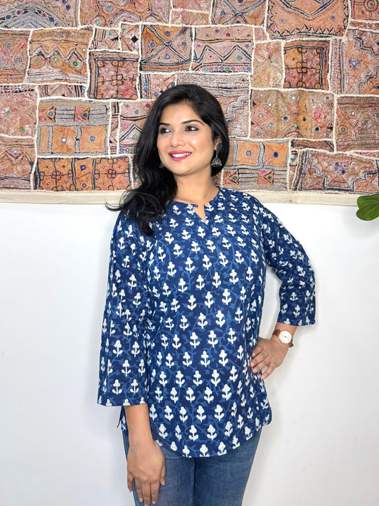 Indigo Whispers ~ Blue Handblock Kurti