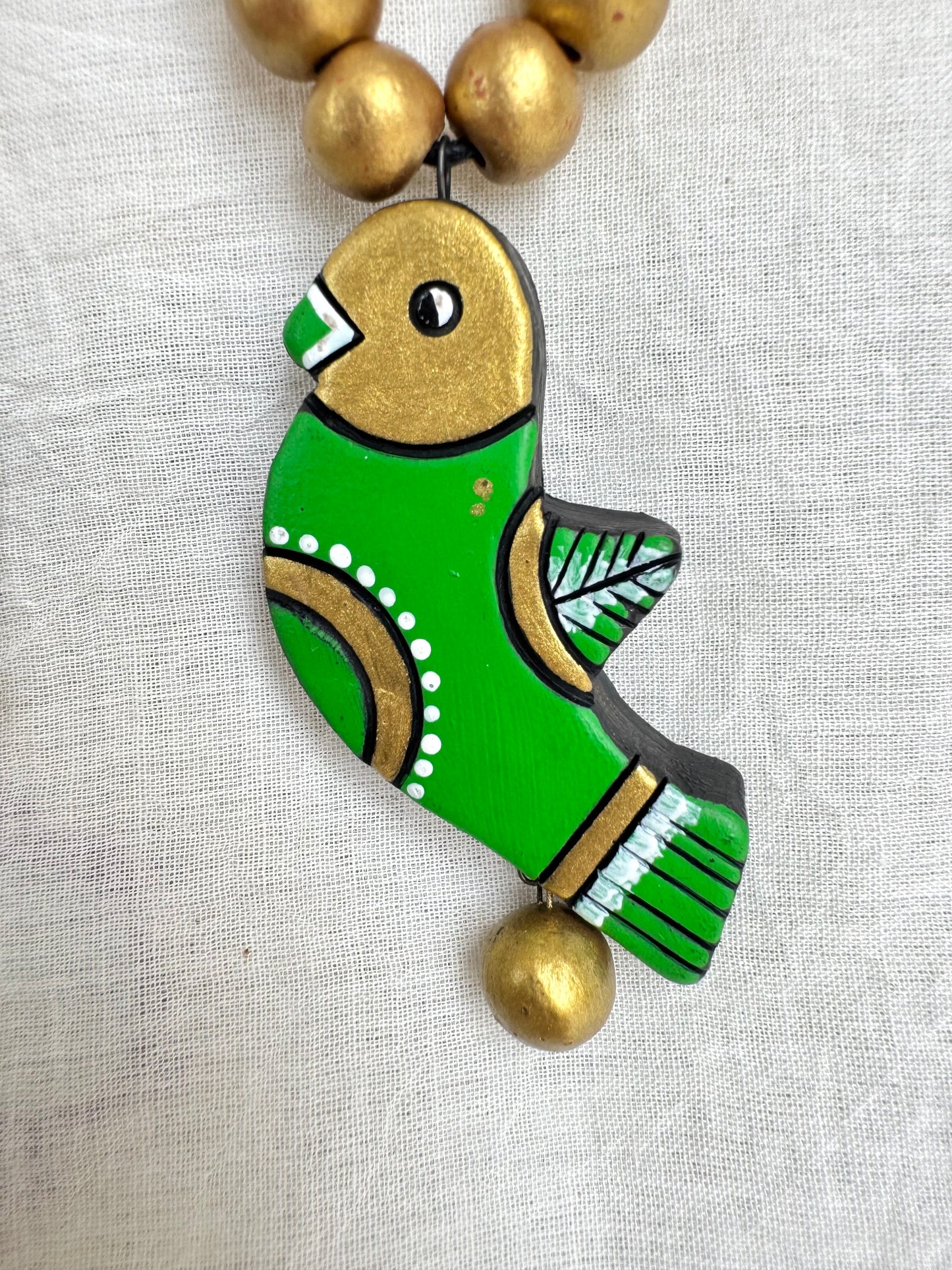 Mati ke Rang ~ Terracotta Jewelry Set ~ Parakeet Green