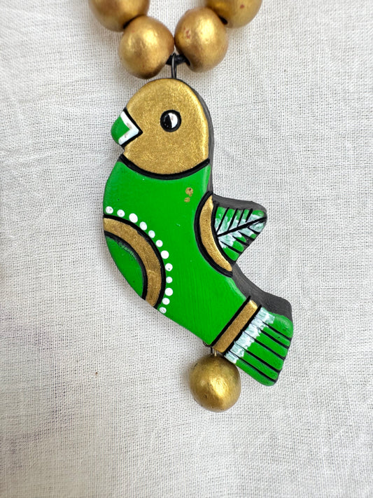 Mati ke Rang ~ Terracotta Jewelry Set ~ Parakeet Green