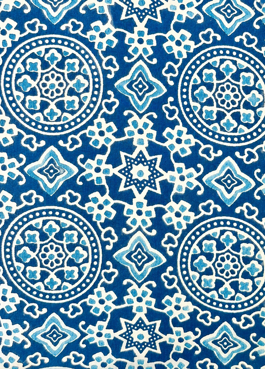 Karwaan🍂 Neel Circle Motifs ~ Ajrakh Handblock Fabric Bag