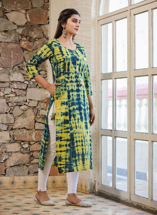 Sundance Yellow ~ Abstract Tie & Dye Handcrafted Kurti
