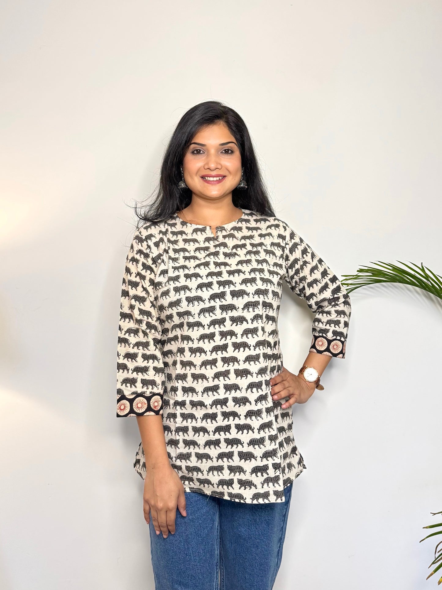Jungle Book ~ Cool Grey Handblock Kurti