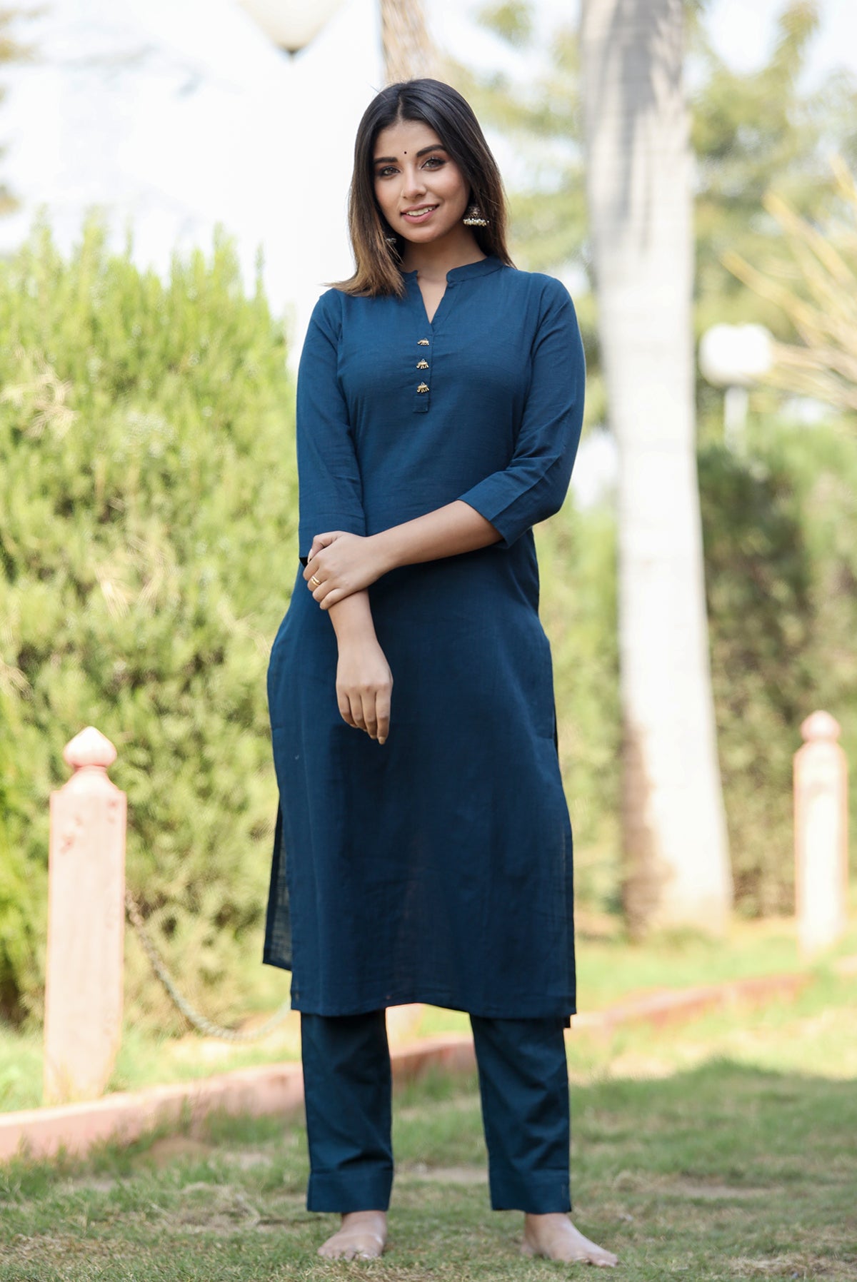 Saadgi ~ Beauty in Simplicity Cotton Kurti, Midnight Blue 💙