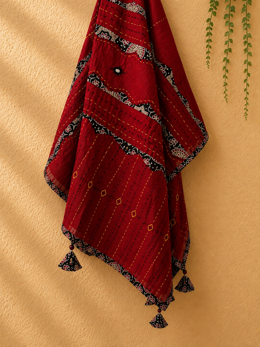 ⚜ Dharohar ~ Kajal Ajrakh Lehenga & Dupatta Set