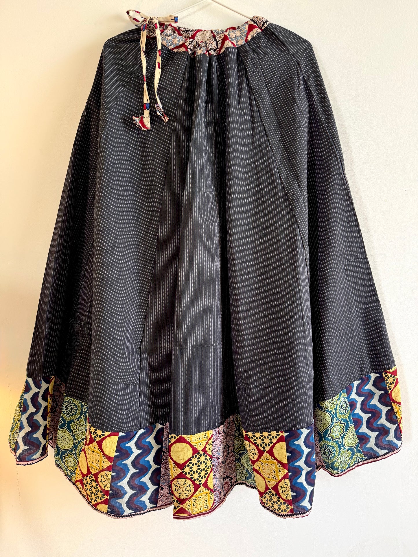 🌻Navrang ~ Ajrakh Handcrafted Lehengas ~ Black Textured
