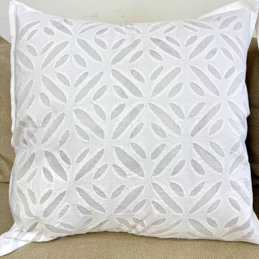 Applique cutwork Cushion cover ~ White ~ Set of 2