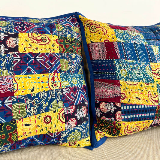 Ajrakh Cushion Covers ~ Yellow Motif ~ Set of 2
