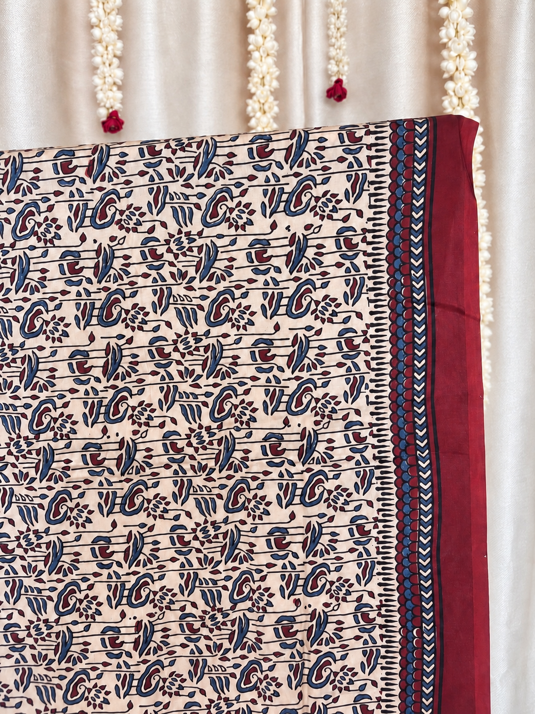Dastaan-e-Ajrakh ✨ Modal Silk Dupatta ~ Ivory Gulbahaar