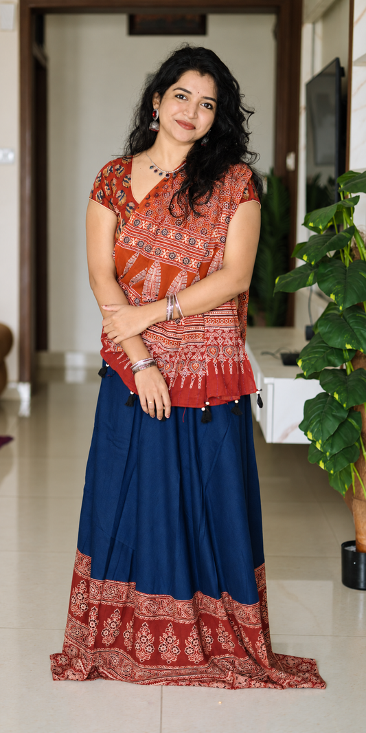 ⚜ Dharohar ~ Shyamra ~ Ajrakh Lehenga & Dupatta Set