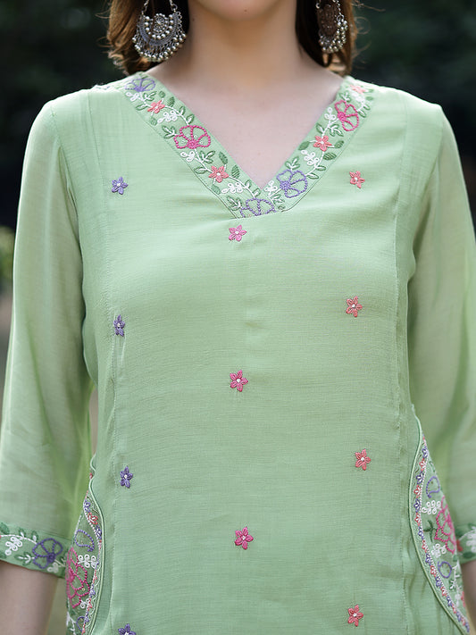 Meher๐ เฝผโผ๐Chanderi Silk Suit Sets, Pista Green