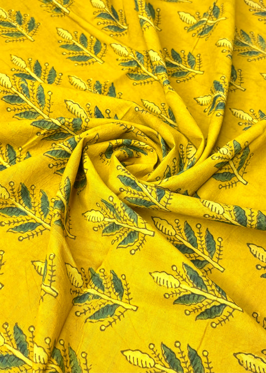 Mustard Yellow Cotton Ajrakh Fabric