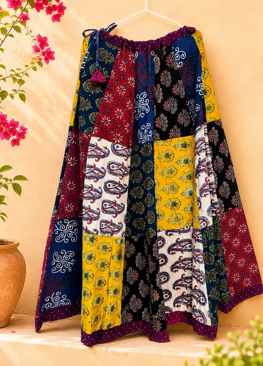 🌻Navrang ~ Gulmohar Ajrakh Skirt and Dupatta Set