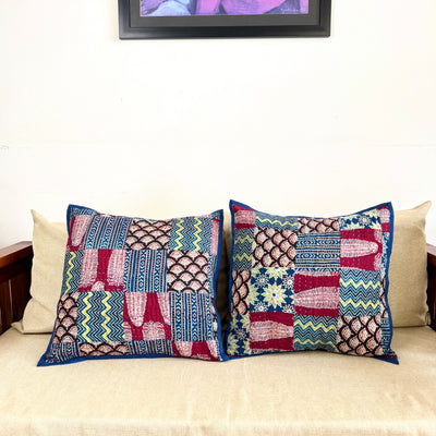 Ajrakh Cushion Covers ~ Fern Motif ~ Set of 2