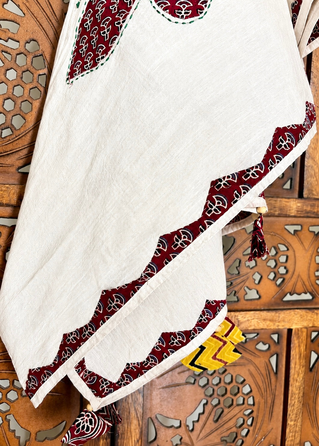 Ajrakh Applique & Kantha Embroidered ~ Rang Baag Dupatta