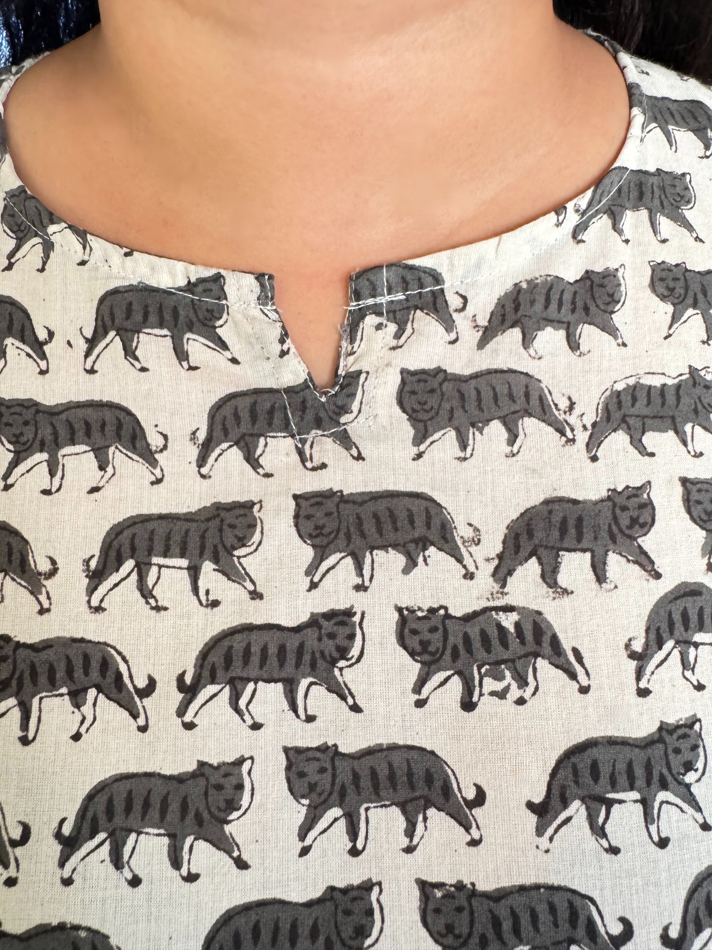 Jungle Book ~ Cool Grey Handblock Kurti