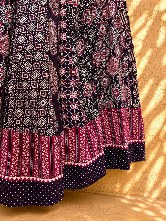 ⚜️ Dharohar ~ Sitara ~ Ajrakh Long Kali Skirt