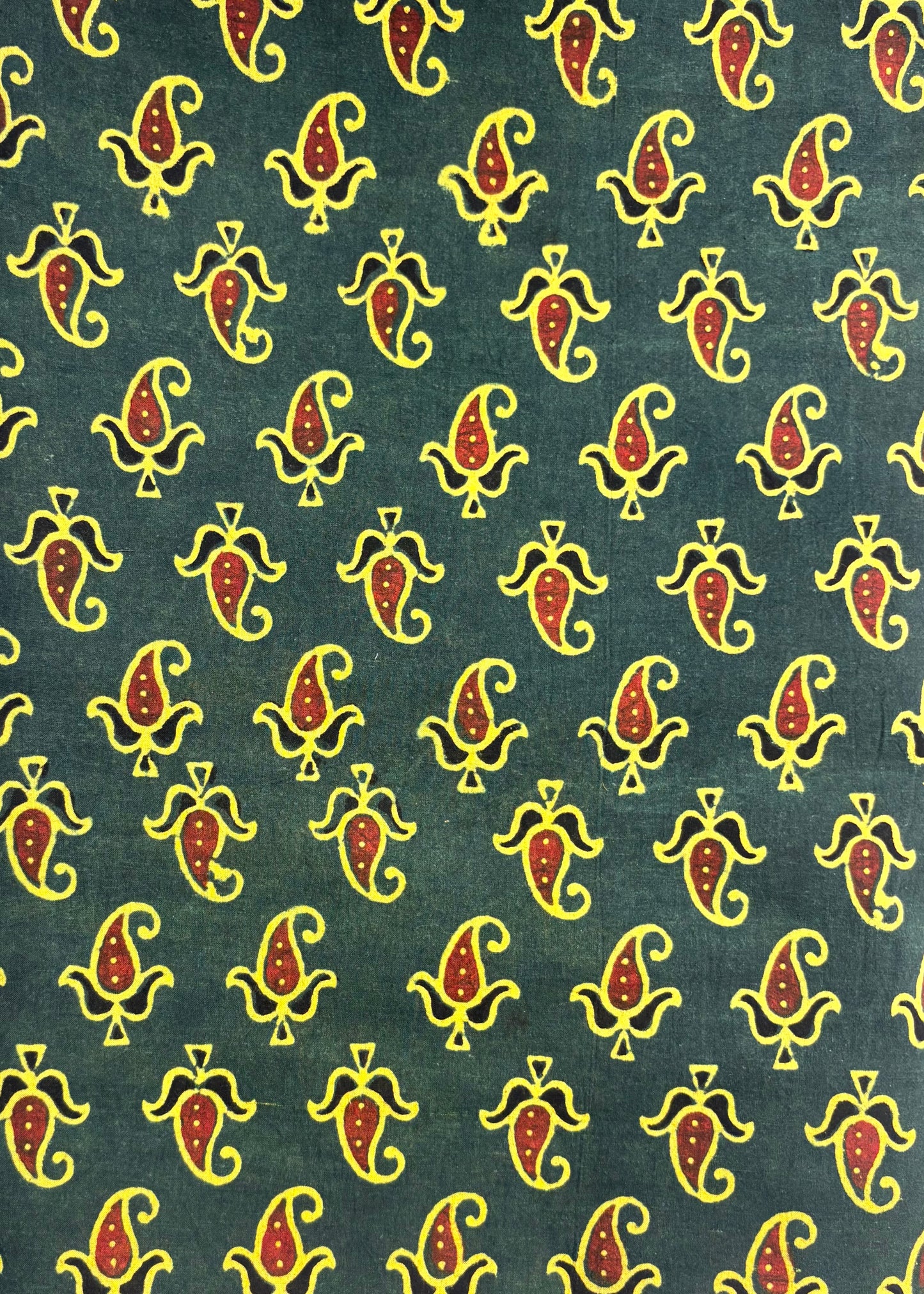 Forest Green Cotton Ajrakh Fabric