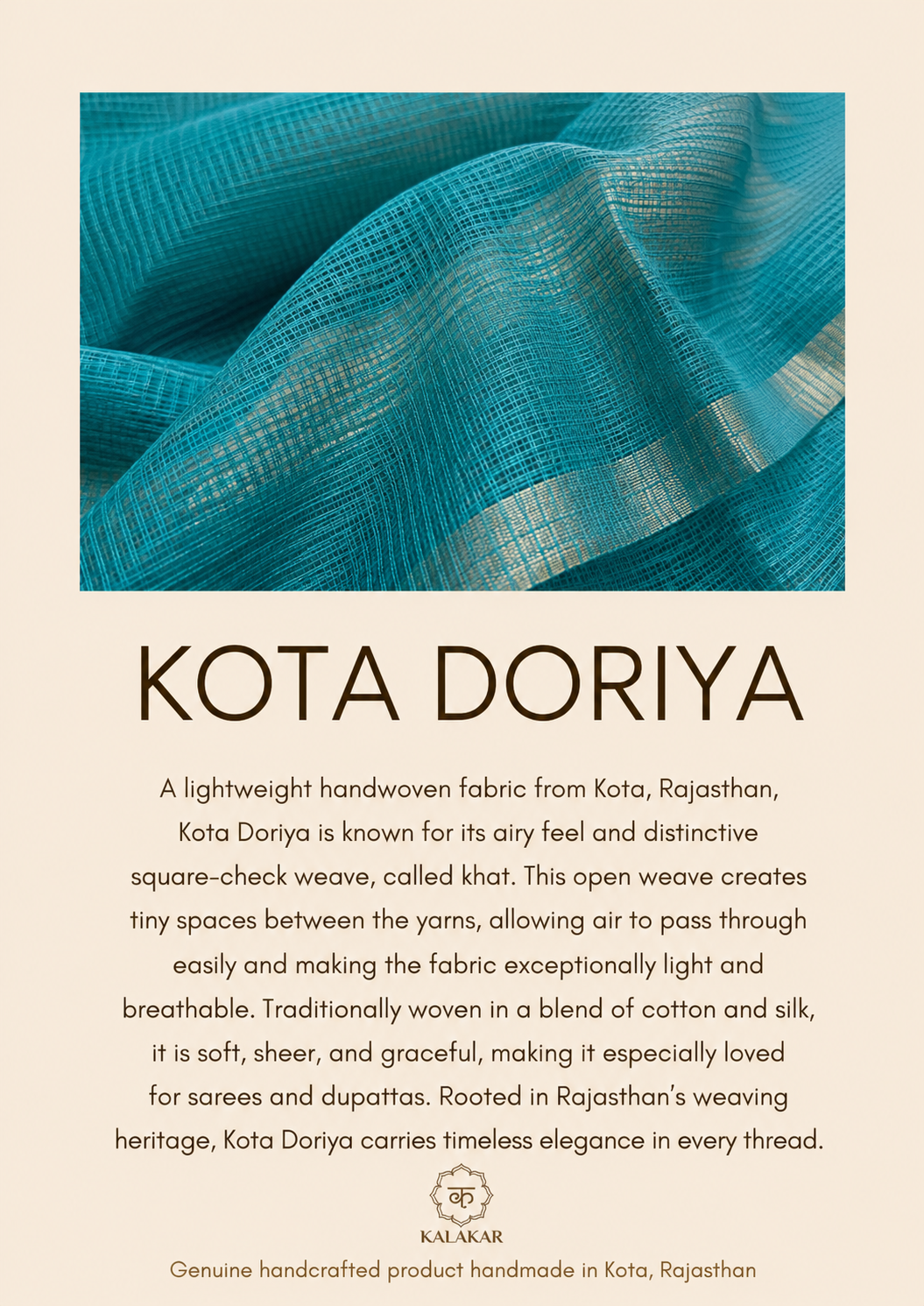 Kota Doria Hand Embroidered Dupatta ~ Beige w/ maroon stars
