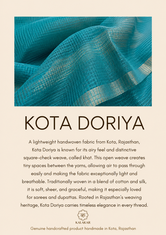 Kota Doria Hand Embroidered Dupatta ~ Peach w/ green flowers