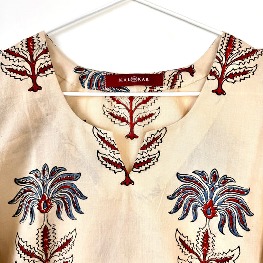 Lilies - Ivory White Ajrakh Kurti
