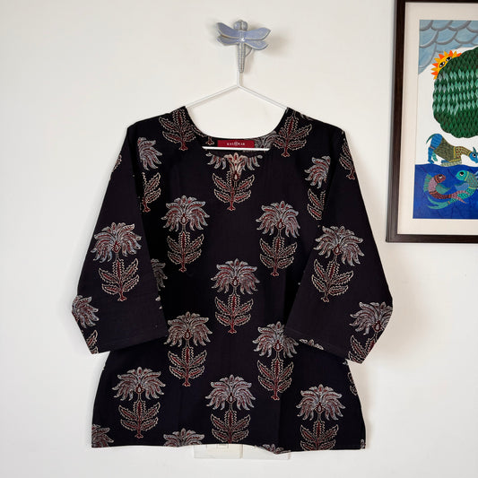 Lilies - Jet Black Ajrakh Kurti