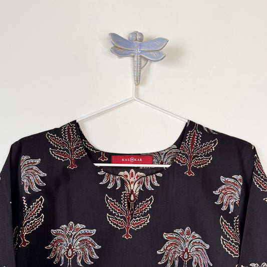 Lilies - Jet Black Ajrakh Kurti