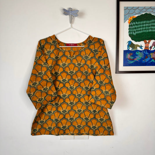 Marigold - Yellow Ochre Ajrakh Kurti