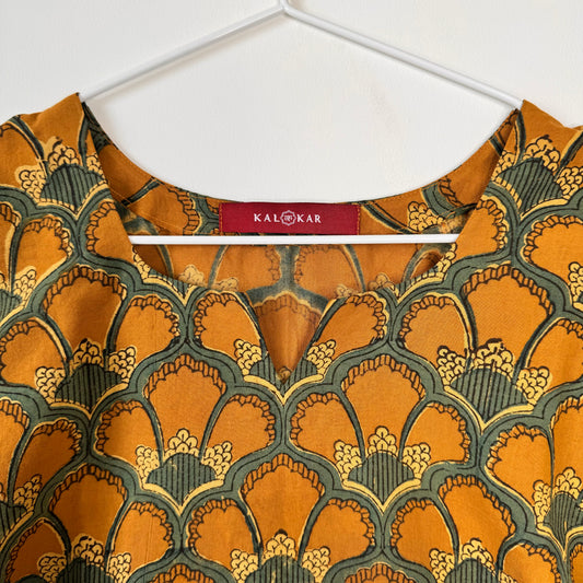 Marigold - Yellow Ochre Ajrakh Kurti