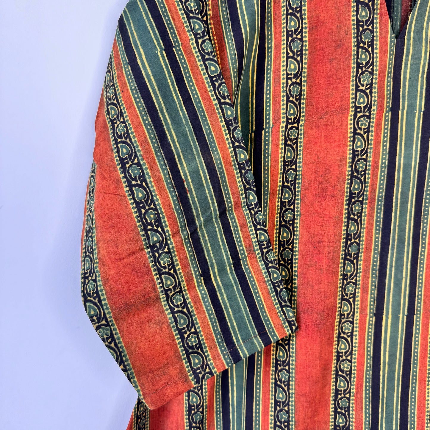 Burnt Beatroot - Burgundy & Olive Green Ajrakh Kurti