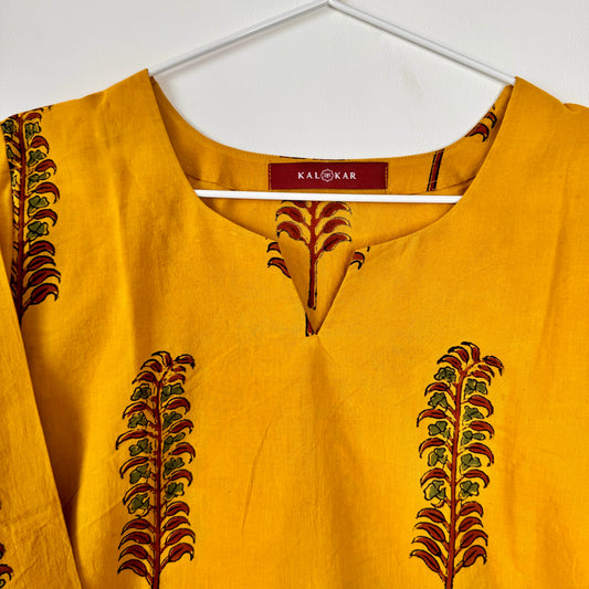 Goldfinch - Deep yellow Ajrakh Kurti